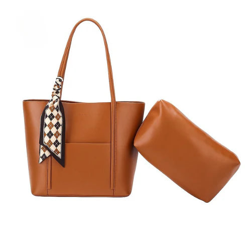 Elegant Tote Bag with Scarf Accent ASH-CR-049