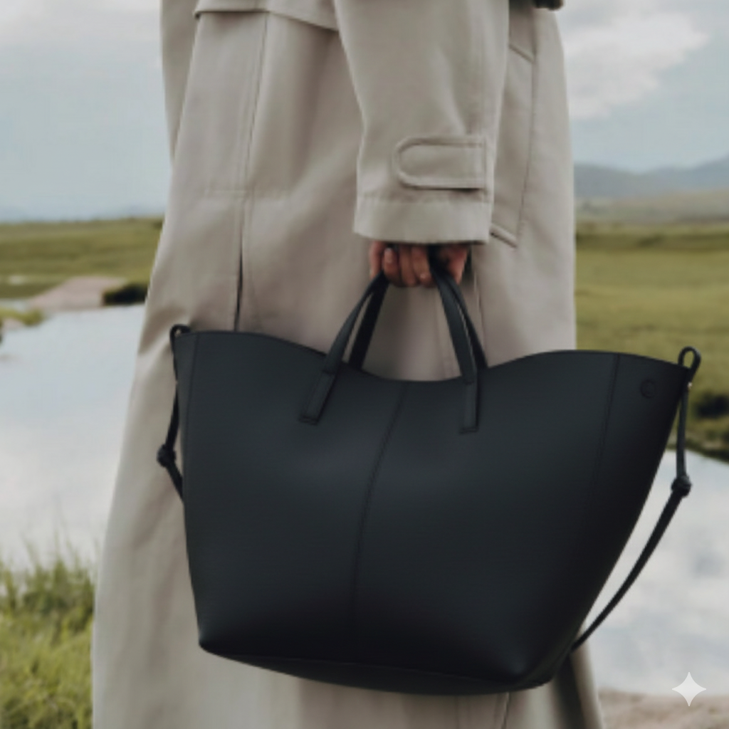 Classic Curved Tote Bag with Matching Wallet ASH-CR-048