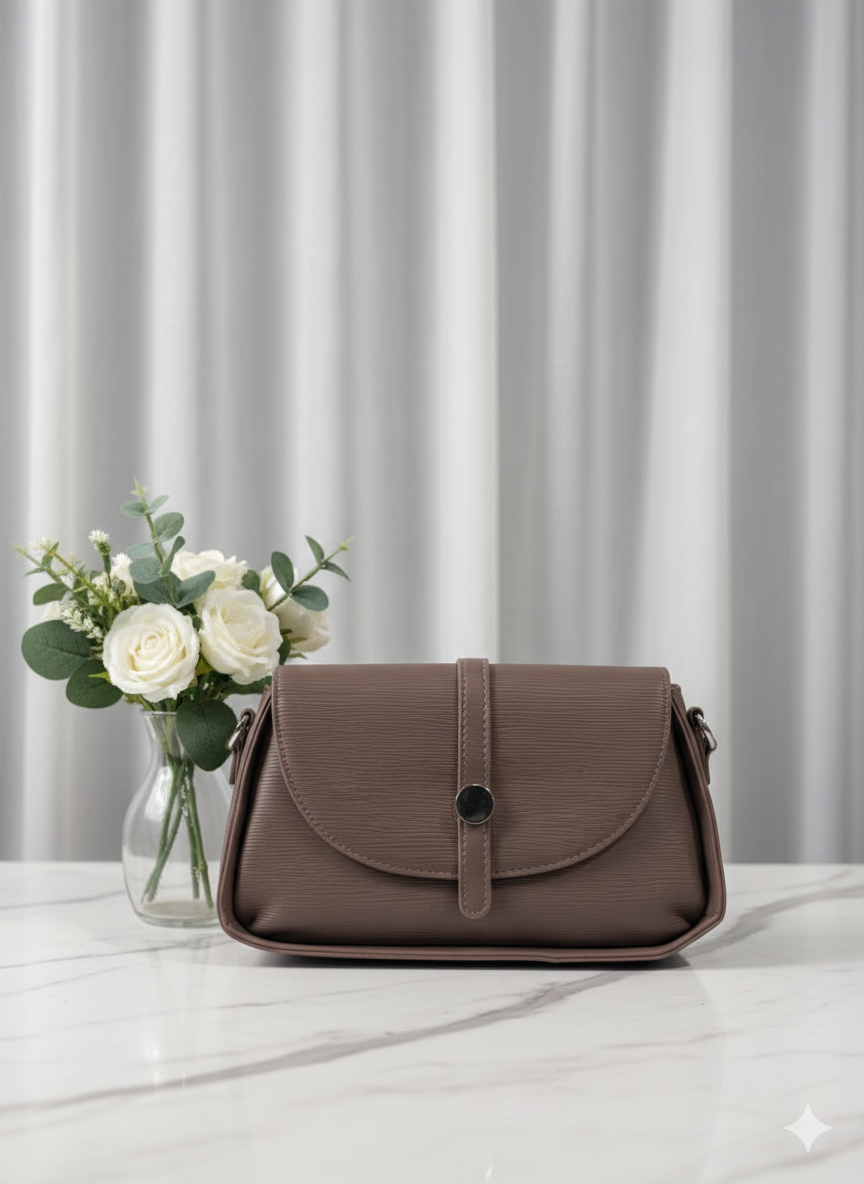 Elegant Mud Brown Faux Leather Shoulder Bag ASH-CR-101