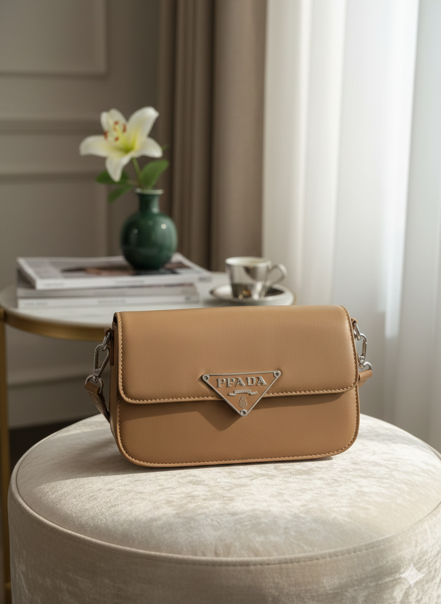 "Elegant Mauve Pink Saffiano Leather Shoulder Bag ASH-CR-099