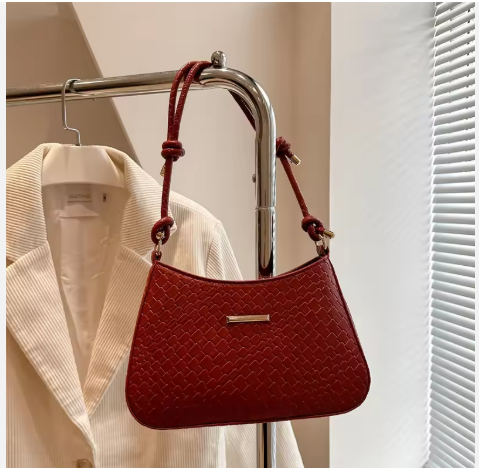 Woman New Woven PU Leather Bags Single Sling Bag