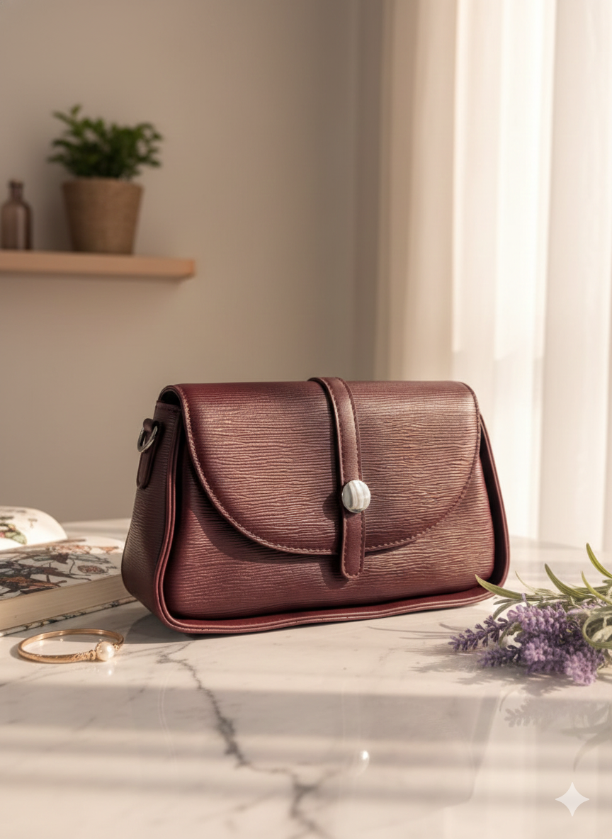 Elegant Mud Brown Faux Leather Shoulder Bag ASH-CR-101