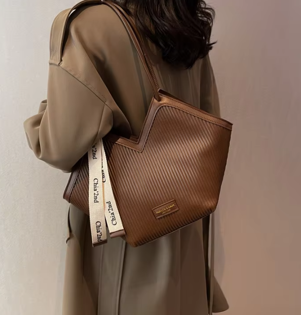 Modern V-Cut Structured Shoulder Bag ASH-CR-045