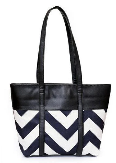 Chevron Detail Tote Bag with Faux Leather Finish ASH-CR-061