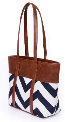 Chevron Detail Tote Bag with Faux Leather Finish ASH-CR-061