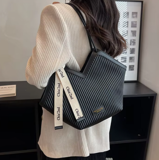 Modern V-Cut Structured Shoulder Bag ASH-CR-045