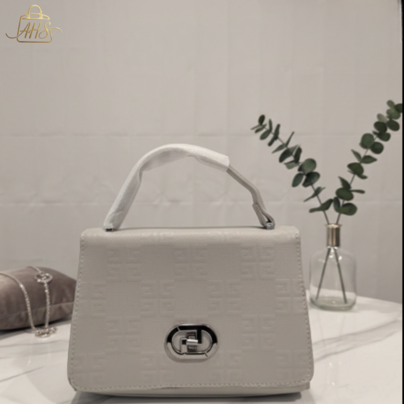 Elegant Monogram Embossed Beige Handbag ASH-CT-095