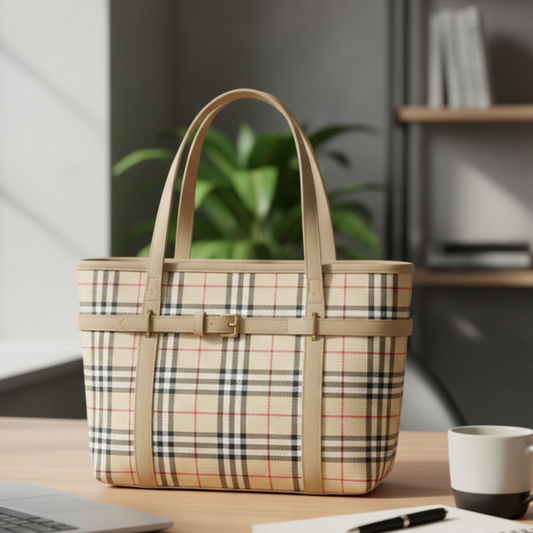 Tote bag for women stylish ladies bag checkered tote bag ASH-CR-014