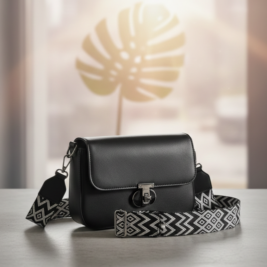 Women black leather cross body bag ZTS-CR-005
